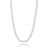 Miabella Italian 925 Sterling Silver Handmade 3mm Bead Ball Strand Chain Necklace for Women, Made in Italy