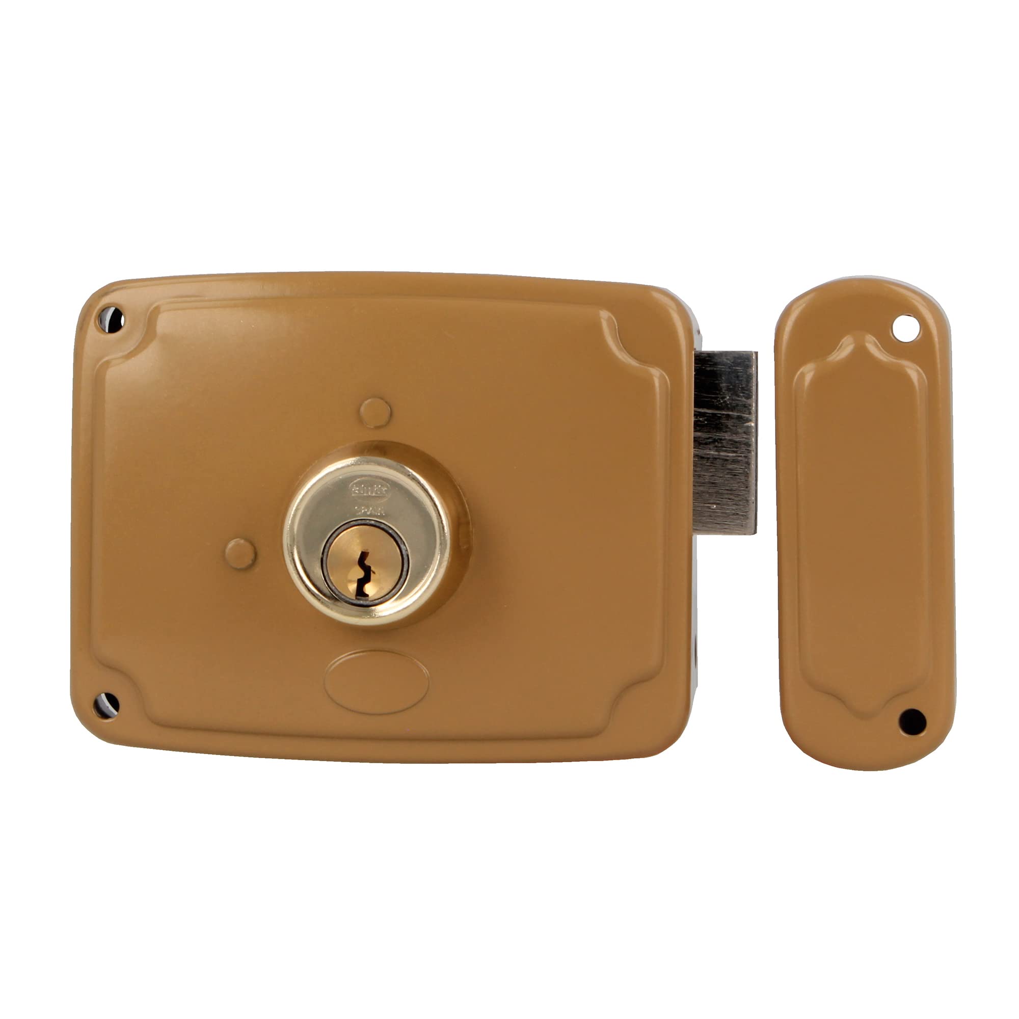 Amig - Right Surge Lock with Lever and Tongue for Wooden Doors Model 72PU | 120 x 95 mm | Bolt with Round Cylinder | Gold Steel