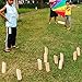 Skittles Yard Games Bowling Set, Outdoor Family Wooden Lawn Games, Made with Durable Rubber Wood with Canvas Bag for All Family Ages, for Kids to Learn Math and Social Skills