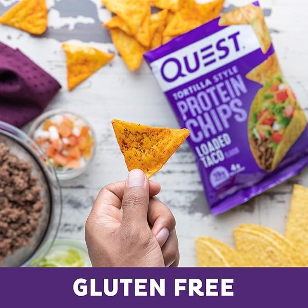 QUEST NUTRITION LOADED TACO TORTILLA STYLE PROTEIN CHIPS, 19G PROTEIN, 4G NET CARB, LOW CARB, GLUTEN FREE, 1.1 OZ (PACK OF 12)