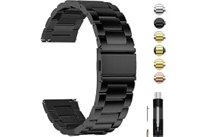 Fullmosa 16/18/19/20/21/22/23/24mm Quick Release Watch Band for Garmin | With Spring Bars & Link Removal Tool,Strap for Vivoactive 4 45mm,Garmin Venu 4(45mm)/Venu 3，Samsung Galaxy 3 45mm Black
