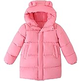 HILEELANG Kids Mid-Length Puffer Coat – Warm Quilted Winter Jacket with Bear Ear Hood for Boys & Girls, Sizes 3-10 Years