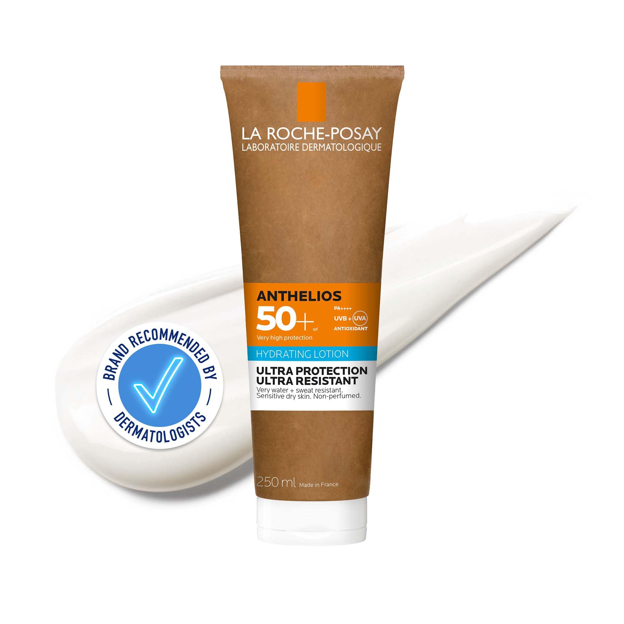 La Roche-Posay Anthelios Hydrating Body Lotion SPF50+, Broad-Spectrum Sunscreen, UVB and UVA Protection, Lightweight Non-Greasy Formula, Suitable for Sensitive Dry skin, 250ml