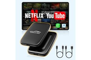 MTAKYI Wireless Carplay and Android Auto Wireless Support Netflix/YouTube/TF Card,Carplay Wireless with USBA-C and USBC-C Cables for iPhone Android,Magic Box Convert Wired to Wireless CarPlay Dongle