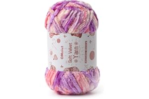 OMOIUT 100g Fluffy Velvet Chenille Yarn for Crocheting and Knitting, 80m (87.5yd) Baby Yarn for Crocheting Soft, Crochet Chunky Yarns Amigurumi Yarns (Pinkish Purple)