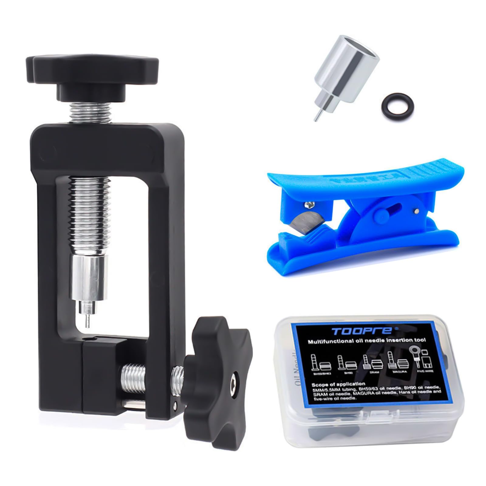 Zimoer Bicycle Hydraulic Hose Fitting Insert Tool with Mountain Bike Hydraulic Hose Cutter, Upgraded Needle Driver Insertion Tool, Cycling Maintenance Tools with Hydraulic brake Hose Cutter