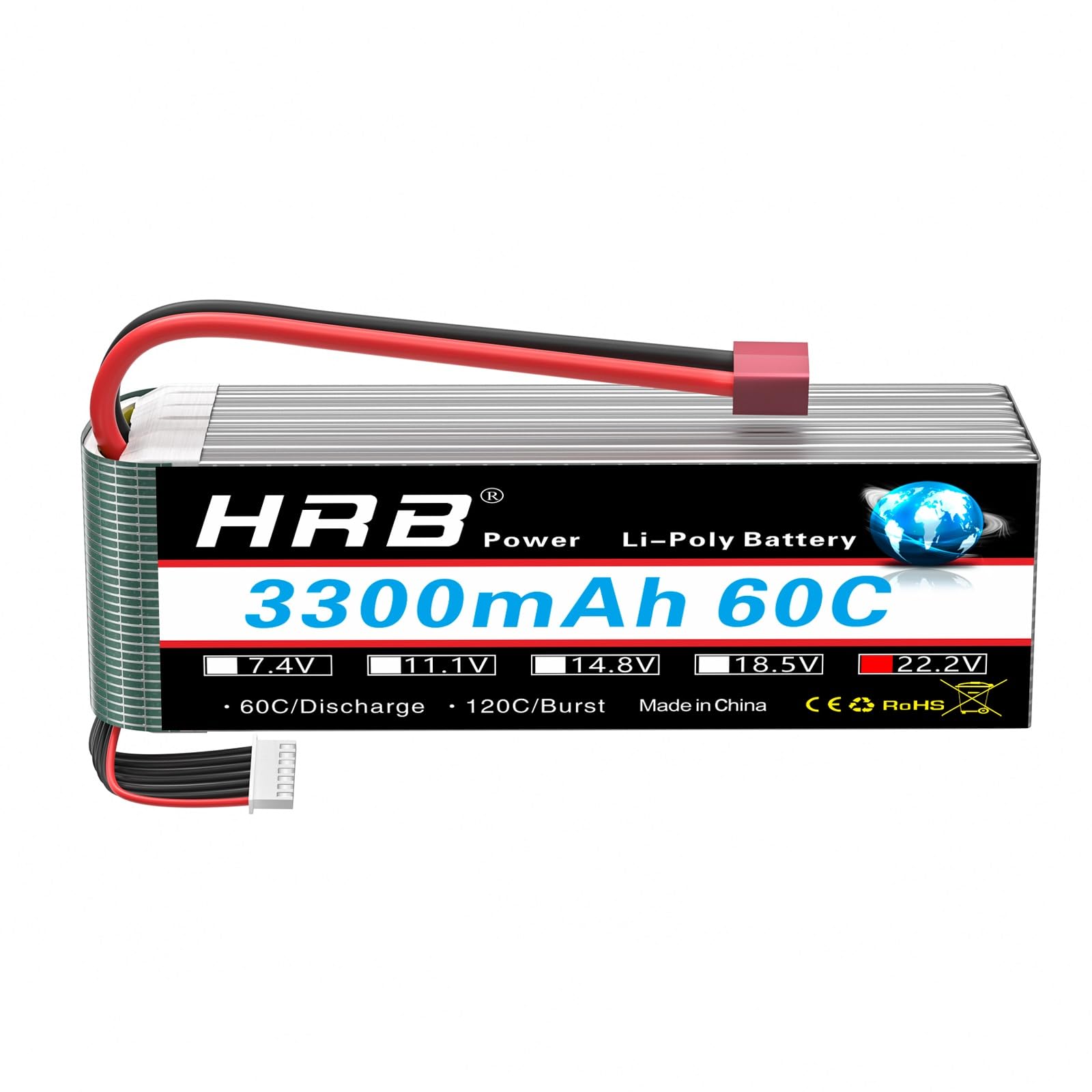 HRB 6S 22.2V 3300mAh 60C Lipo Battery with Deans T Plug for RC Quadcopter 500-size Helicopter Car Truck Boat Hobby