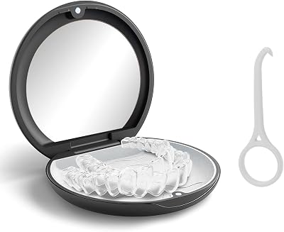 SwirlColor Retainer Case Portable Denture Box with Mirror and Removal Tool