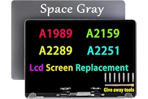 GBOLE screen replacement Compatible with MacBook Pro A1989 A2159 A2289 A2251 Retina LCD Screen Display Assembly EMC 3358 3214 3301 3348 (Space Grey)