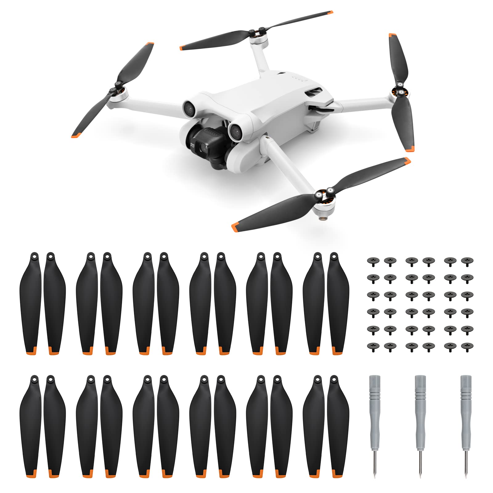 MoKo 24Pcs Mini 3 Pro Propellers Compatible with DJI Mini 4 pro/DJI Mini 3 Pro, Low-Noise Quick-Release Blades Props Wings Replacement Accessories, Mini 3 Pro Accessories with Screws