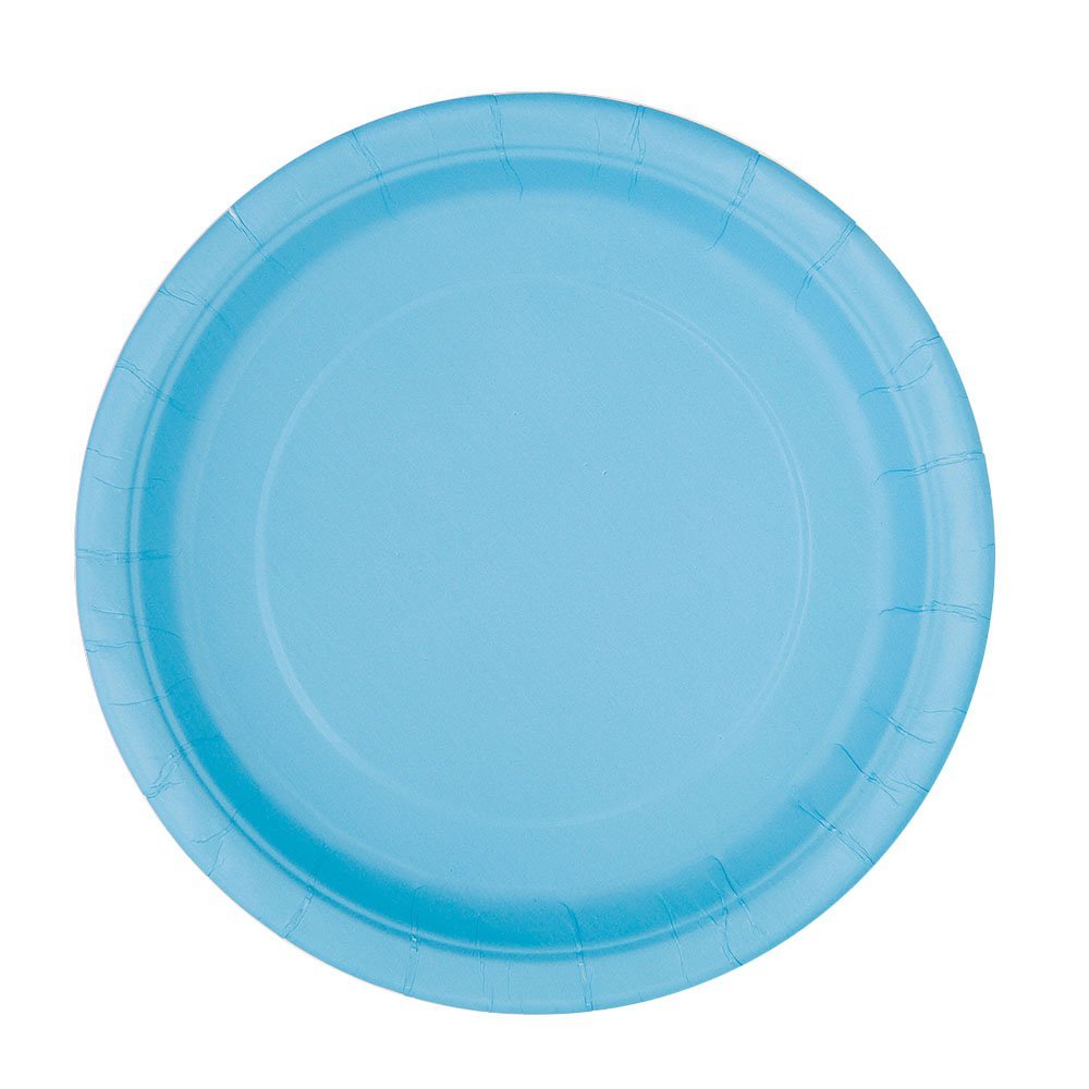 Powder Blue Solid Round Paper Dessert Plates (17cm) 8 Count - Vibrant Paper Plates for Parties and Events, Perfect for Appetizers, Snacks, and Desserts — image 1