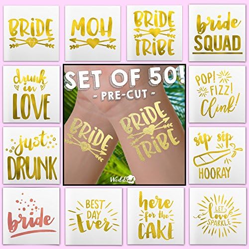 Set of 50 Bachelorette Party, bachelorette tattoos, Bride Tribe, bridal party, bridesmaid tattoo, bride, hens party, wedding party, bachelorette party favors, team bride, gold bride, hen do