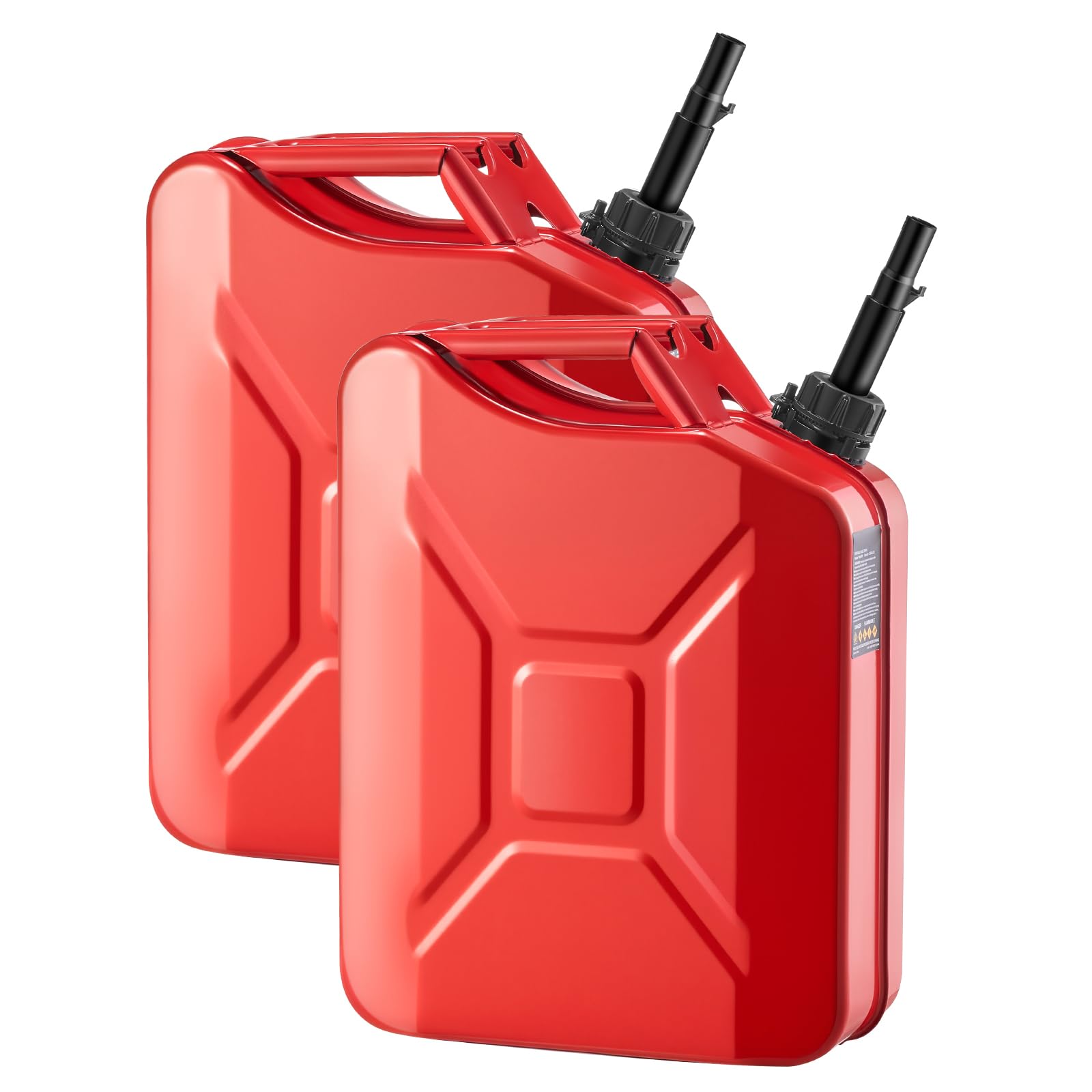 VEVOR 20L Metal Transfer Tank, Storage Can with Spout and Comfort Handle, 6 L/min Max Flow Rate, Leak-resistant & Corrosion-r