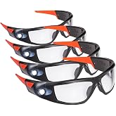 Coast SPG500 Rechargeable Lighted LED Safety Glasses, Tilt-and-Twist Optic, ANSI Z87 Standards, 2 Scratch Resistant Lenses (Clear, Yellow) Included, UV Protection, Protective Carrying Case Included