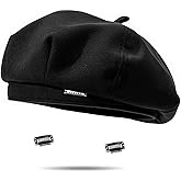 huablo French Beret Hats for Women Beige Beret hat Solid Color Cotton Beret Cap for Womens Girls Lady