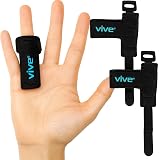 Vive Trigger Finger Splint Support Brace for Straightening Curved, Bent, Locked & Stenosing Tenosynovitis Hands - Tendon Release & Pain Relief (2-Pack, Black) - HSA/FSA Approved