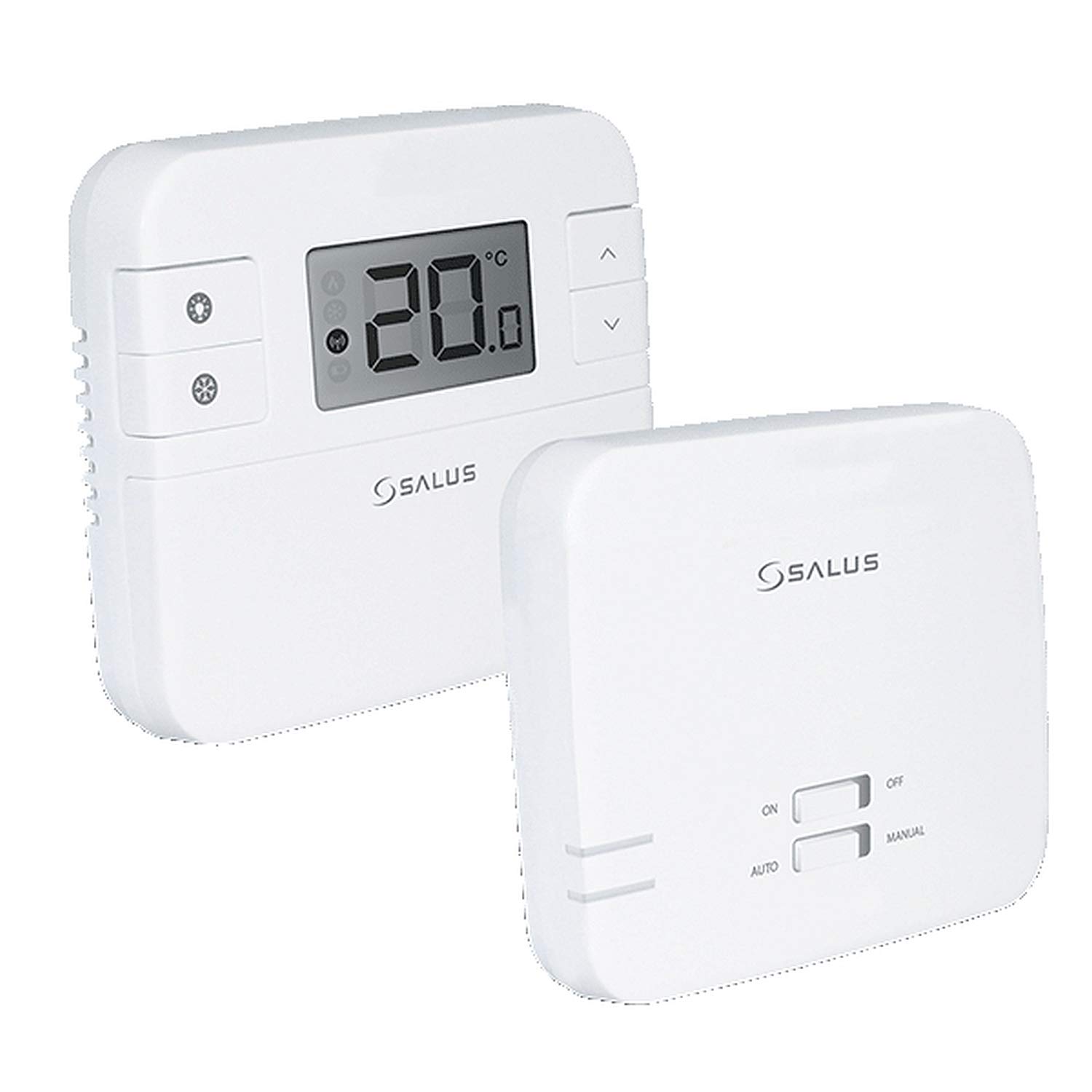 Salus RT310RF Wireless Thermostat - Non Programmable Digital Room Thermostat with RF Receiver, Easy to Install Heating Control for Boiler, Volt Free & 230V, 30m Range
