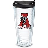 Tervis 1303956 Alabama Crimson Tide Vault Insulated Tumbler with Emblem and Black Lid, 24oz, Clear