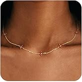 Birthstone Gold Necklace for Women Dainty Non Tarnish 14K Gold Plated Diamond Choker Necklaces Clover Emerald Green Cubic Zirconia Necklace Birthday Valentine's Day Gifts Womens Prom Gold Jewelry