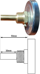 PLUMBING4HOME 63mm Water Oil Temp Gauge 120C 1/2" Rear Entry Thermometer view 2