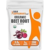 BulkSupplements.com Organic Beet Root Powder - Superfood Supplement, Beet Root Supplements - Vegan & Gluten Free, 3.5g per Serving, 1kg (2.2 lbs) (Pack of 1)
