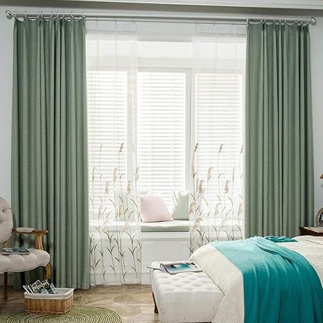 Amazon Com Curtains Cotton And Linen Shading Curtains Simple Modern Curtains Living Room Finished Bedroom Hook F 200 270cm W H 2 Kitchen Dining