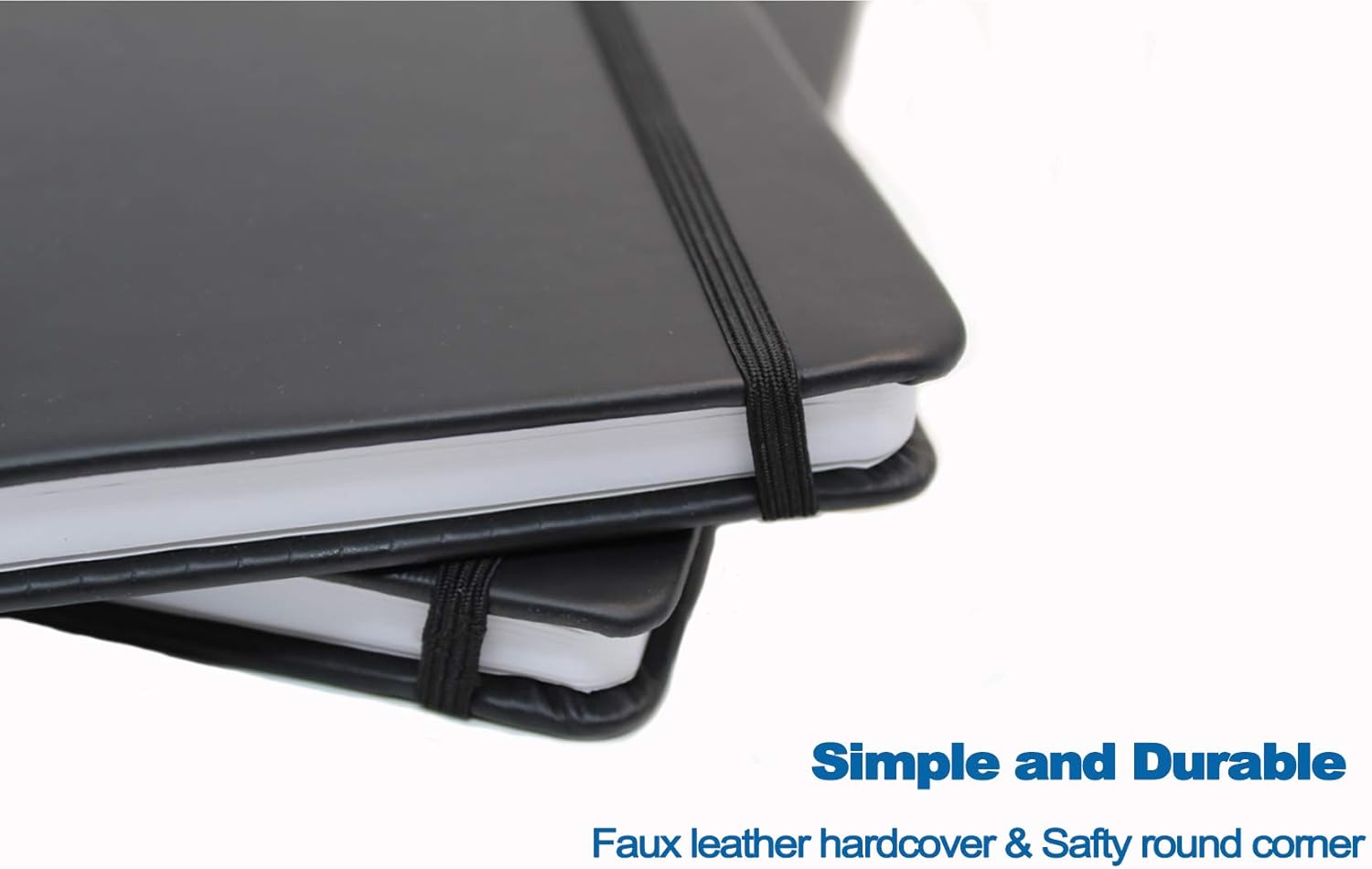 LYTek Classic Notebook Journals, 2 Pack 5.15"x8.25" Ruled Hardcover Notebooks, Faux Leather and Elastic Closure with Pocket, Premium Acid Free Paper, 200 Pages Per Pack. (Black) : Office Products