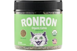RONRON USDA Certified - 1.5 Cups Organic Catnip, 100% USA Grown, cat nip, Irresistible Organic Treats for Cats, high Potency, Dried Catnip, Sealed for Freshness (Pack of 1) Catnip Treats, cat Treats