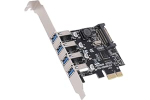 SUNGOOYUE PCIe USB 3.0 Expansion Card, 4 Ports 5Gbps Superspeed Self Powered Add On Card with Renesas UPD720201 Chip, for 11 