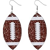 Colorful Layered Football Dangle Earrings Glitter Sports Lover Leather Earrings for Women Girls Jewelry