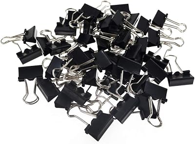 Kuou 43 pcs Binder Clips Black Metal 25mm Foldback Clips Office Practice