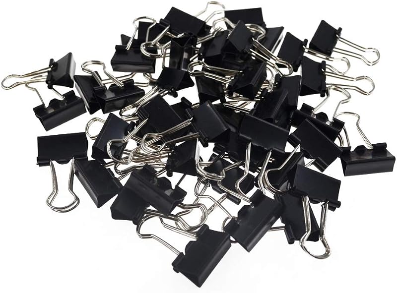 Kuou 43 pcs Binder Clips Black Metal 25mm Foldback Clips Office Practice