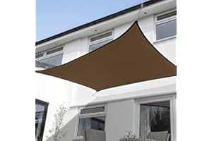 KANAGAWA Sun Shade Sail 12'x16' Brown Rectangle UV Block Canopy Awning Shelter Fabric Cloth Screen for Outdoor Patio Garden Backyard
