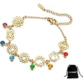 VASSAGO Chakra Bracelet for Women Stainless Steel 7 Chakras Charms Yoga Wrist Reiki Healing Bracelet Adjustable Sacred Geometry Jewelry for Women Friends Sister