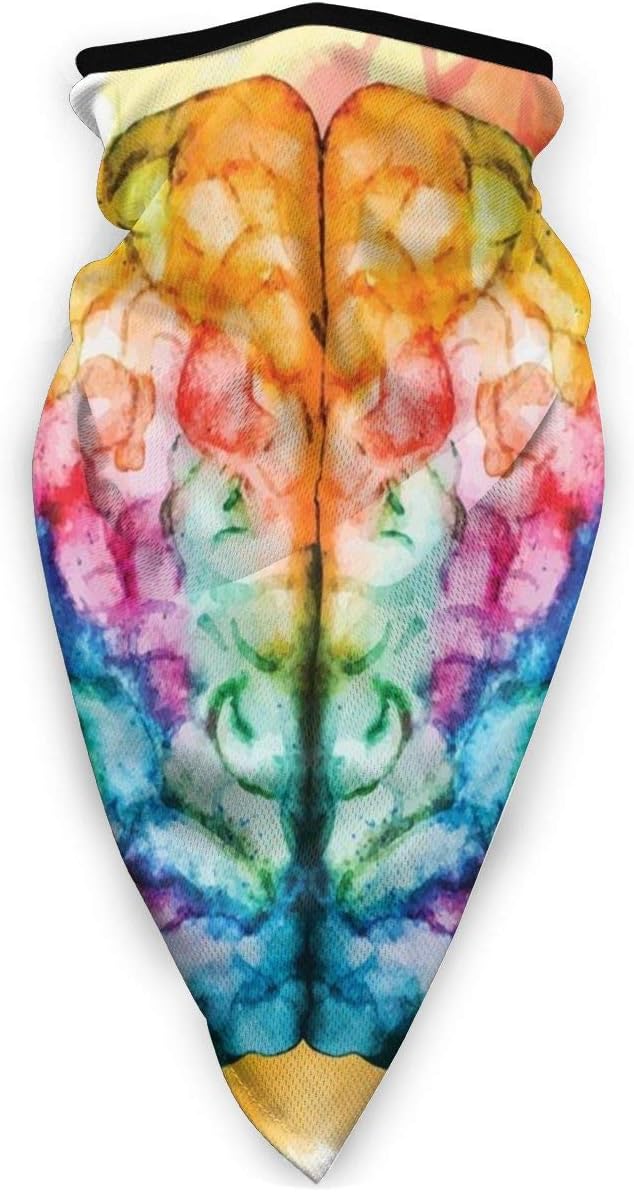 TerryGonzalez Multifunctional Neck Gaiter for Outdoors Cycling Sports Festival Vibrant Colorful Human Brain Body Neurology Hemispheres Creative Intelligence Face Mask Bandanas for Men Women