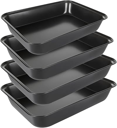 JMIATRY 4 Pcs Non Stick Oven Baking Tray Set Carbon Steel Rectangular