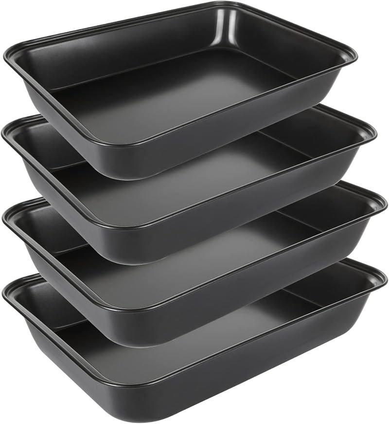 JMIATRY 4 Pcs Non Stick Oven Baking Tray Set Carbon Steel Rectangular