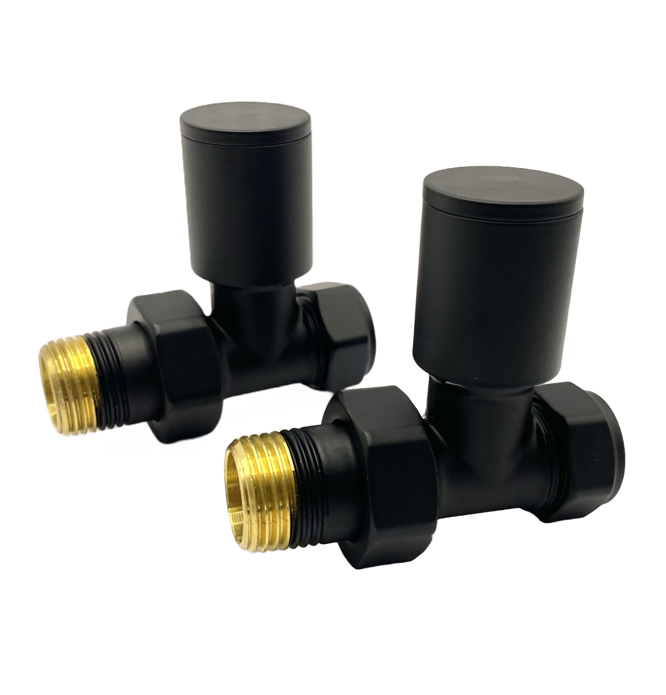 Manissa Kirby Black Straight Towel Rail Valves 1/2" /15mm Radiator valves Solid Brass
