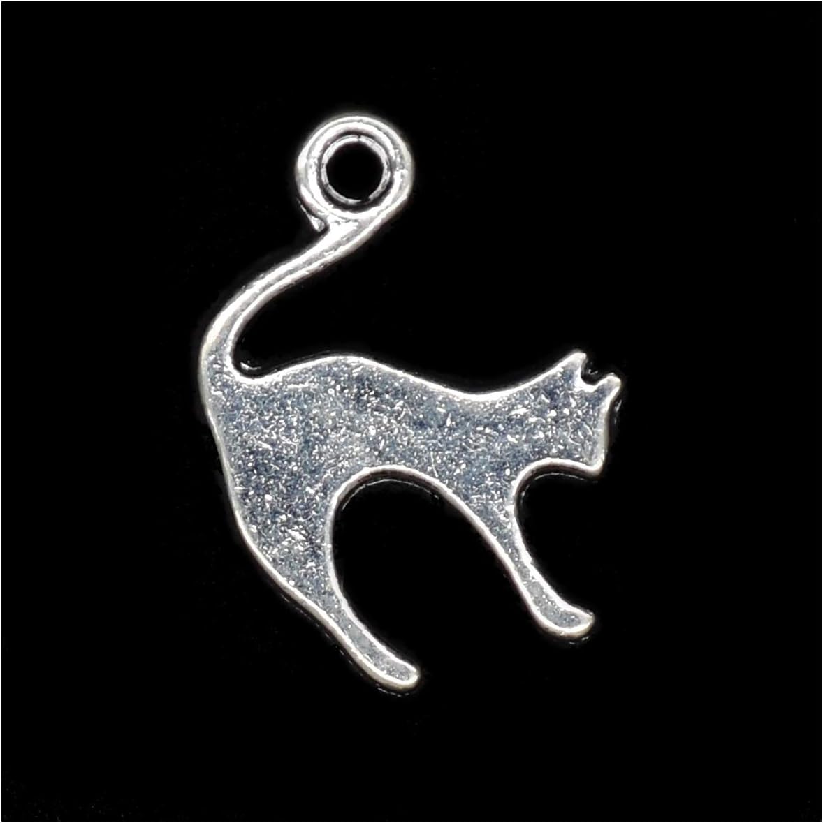 VIDRIO Pack of 80 Cat Charms Pendants Silver Craft Supplies for Jewelry Making Tibetan Accessories for Bracelets Necklace DIY