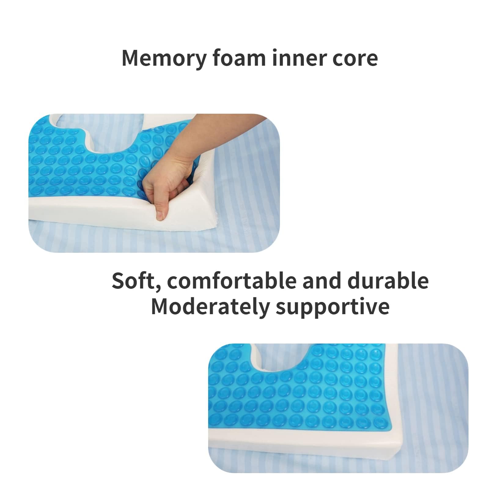Bed Sore Cushion for Butt, Breathe Freely Fiber Bedsore Pressure Relief Pillow, T Shaped Opening Triangular Slope Design, Anti Decubitus Cushion for Elderly, Bedridden, Disabled