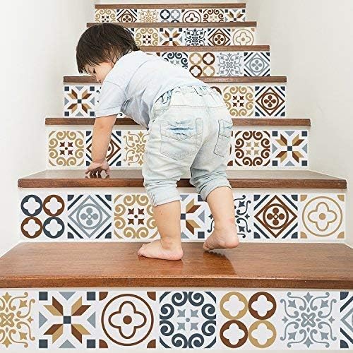 WALPLUS 15cm 24pcs Azulejo Wall Tile Stickers Peel and Stick Backsplash Self-Adhesive Decals Vinyl Home Decor DIY Living Room Splashbacks Spring Easter Decoration Tile Paint Stick on Tiles Gift Ideas