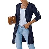 MEROKEETY Women's 2026 Spring Long Sleeve Cardigan Sweater Lightweight Snap Button Down Open Front Casual Outfit