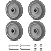 5 Inch Thermoplastic Rubber Caster Wheels (Set of 4) &ndash; Heavy Duty, Precision Bearing, Non-Marking, 275 lbs Load Capacity Each, Floor Protective, Ideal for Industrial Carts and Equipment
