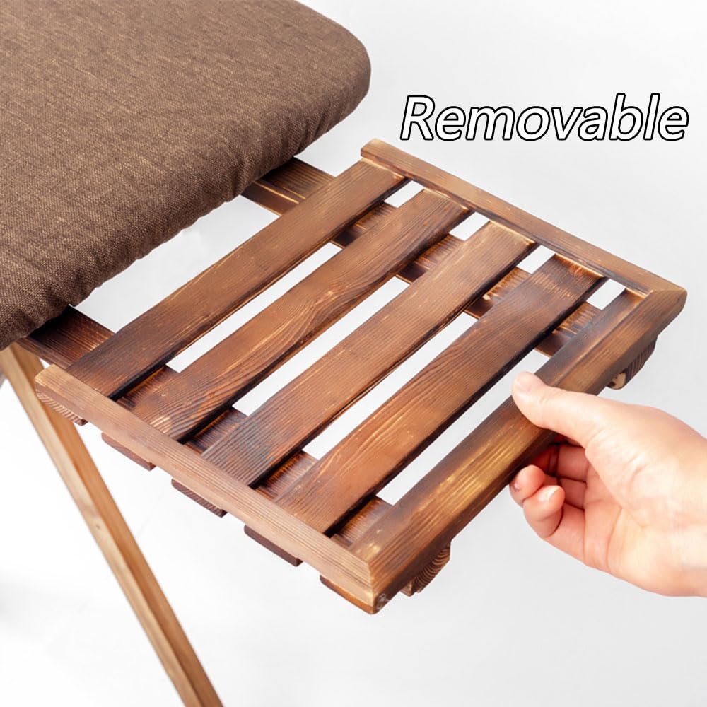 RNQZ Ironing Board, Wooden Ironing Boards, Foldable Standard Size, Adjustable Height, with Foam Pad and Cotton Cover, for Home, Office & Dormitory,Brown