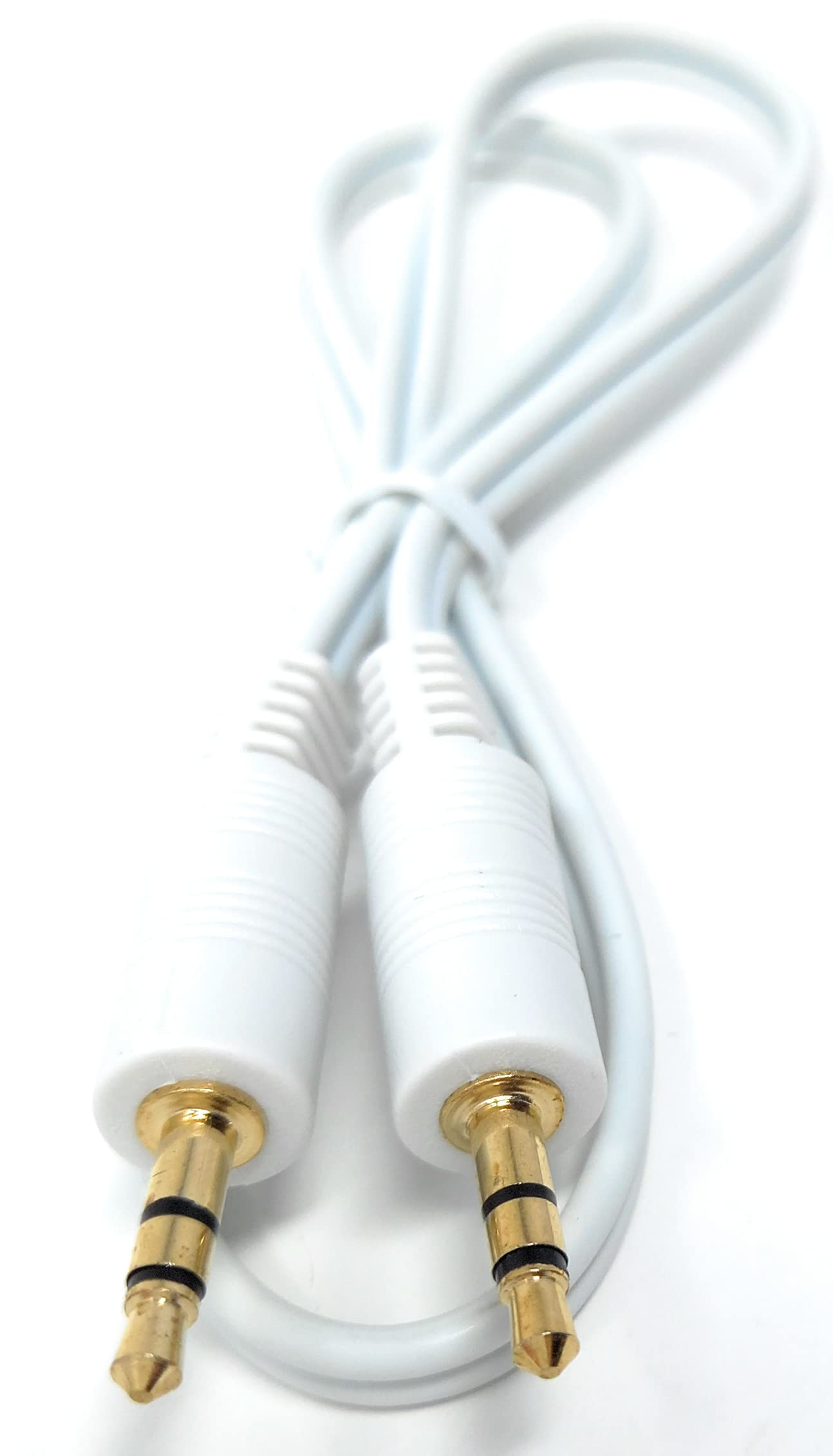 DRUT 50cm short 3.5mm to 3.5mm Stereo Audio AUX Cable Gold Connectors, Small 3 pin Jack to Jack Speaker Lead 1.6ft White