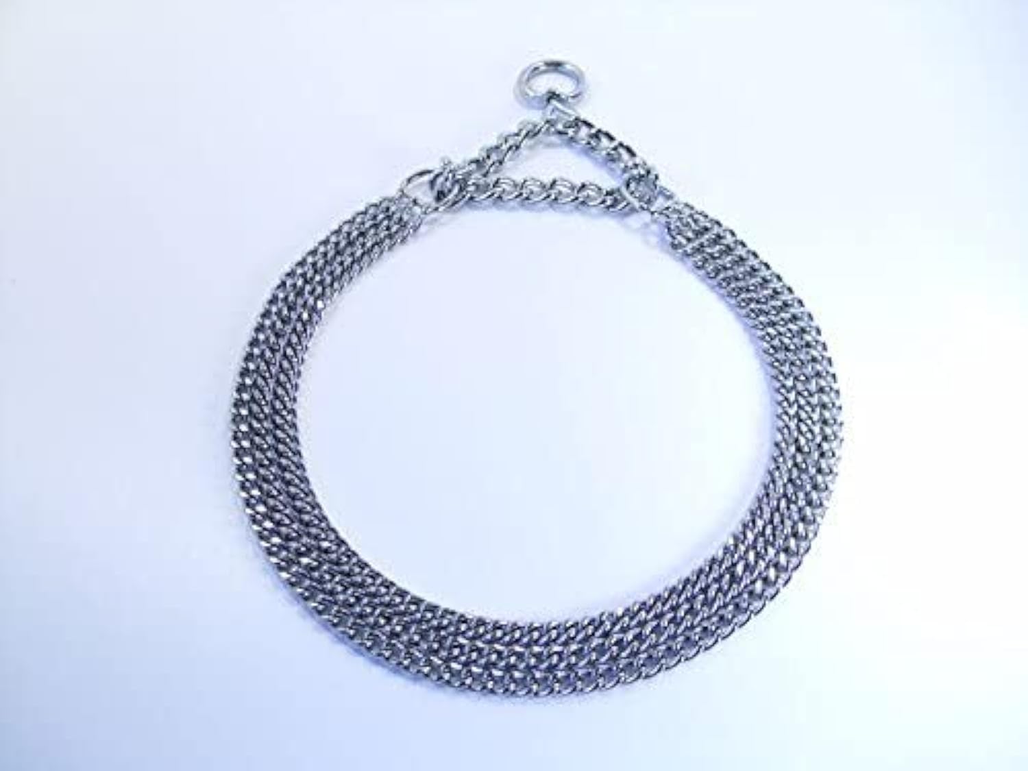 Champion-L&J Pets UK Chain Dog Collar Strong Chrome 2 & 3 Rows Slip Semi-Check Strong Half Check Dog Choker Chain Training Collar (3 Rows, 60cm (23.5in))