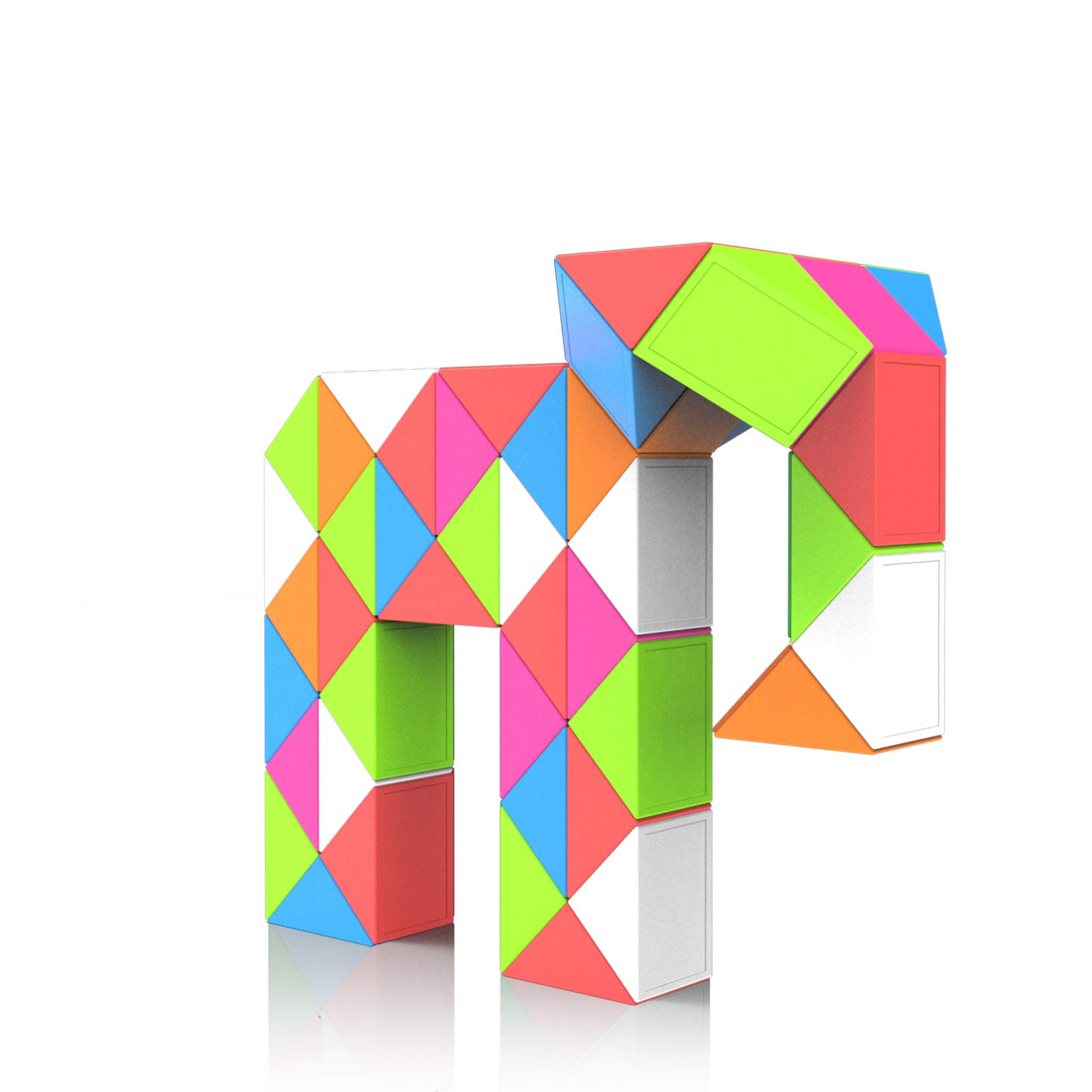 ROXENDA Magic Snake Cube with 48 Segments,Twist 3D Puzzles Games Fidget Toy Christmas Stocking Fillers for Kids and Adults - 1 Pack (Rainbow)