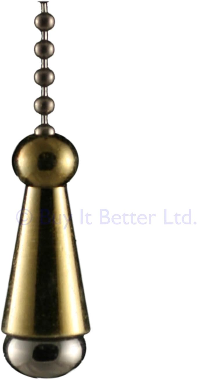 Bathroom Light Pull Chain Polished Antique Brass Tear Drop & Antique