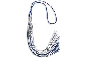 Endea Graduation Mixed Double Color Tassel with Silver Stacked Date Drop (Royal Blue/White, 2024)