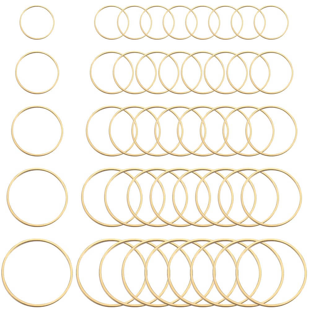 SOFPLATE 1 Box 5 Styles 100pcs Gold Earring Beading Hoops Round Circle Beading Hoop Brass Linking Earrings Beading Hoop Findings for Jewellery Making Supplies DIY Earrings Crafts Decorative Accessorie